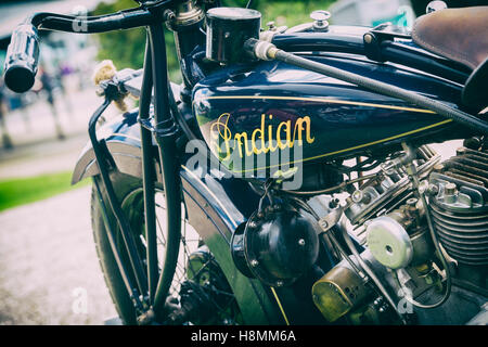 Indiano 1930 101 Scout motocicletta. Classic American Motorcycle. In Inghilterra. Vintage filtro applicato Foto Stock