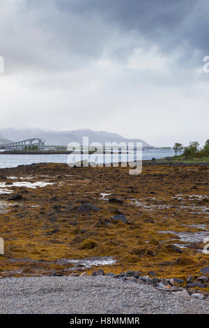 Ponte di Stokmarknes, Isole Lofoten, Norvegia. Foto Stock