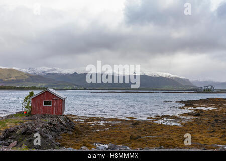 Ponte di Stokmarknes, Isole Lofoten, Norvegia. Foto Stock