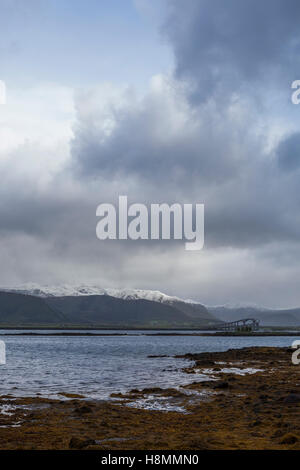 Ponte di Stokmarknes, Isole Lofoten, Norvegia. Foto Stock