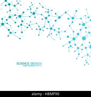 La struttura della molecola di DNA e i neuroni. Atomo strutturali. Composti chimici. Medicina, la scienza, la tecnologia concetto. Astratta geometrica dello sfondo. Illustrazione di vettore per il design. Illustrazione Vettoriale