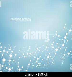 La struttura della molecola di DNA e i neuroni. Atomo strutturali. Composti chimici. Medicina, la scienza, la tecnologia concetto. Astratta geometrica dello sfondo. Illustrazione di vettore per il design. Illustrazione Vettoriale