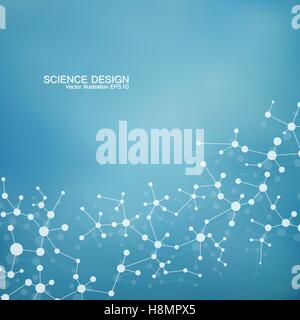 La struttura della molecola di DNA e i neuroni. Atomo strutturali. Composti chimici. Medicina, la scienza, la tecnologia concetto. Astratta geometrica dello sfondo. Illustrazione di vettore per il design. Illustrazione Vettoriale
