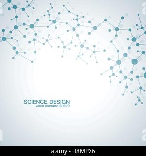 La struttura della molecola di DNA e i neuroni. Atomo strutturali. Composti chimici. Medicina, la scienza, la tecnologia concetto. Astratta geometrica dello sfondo. Illustrazione di vettore per il design. Illustrazione Vettoriale