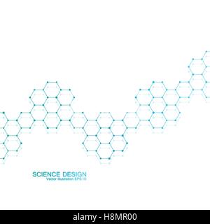 La struttura della molecola di DNA e i neuroni. Atomo strutturali. Composti chimici. Medicina, la scienza, la tecnologia concetto. Astratta geometrica dello sfondo. Illustrazione di vettore per il design. Illustrazione Vettoriale