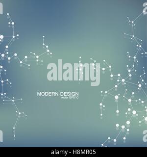 La struttura della molecola di DNA e i neuroni. Atomo strutturali. Composti chimici. Medicina, la scienza, la tecnologia concetto. Astratta geometrica dello sfondo. Illustrazione di vettore per il design. Illustrazione Vettoriale