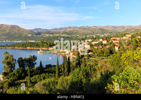 La piccola vacanza isola di Koločep (Kolocep), isole Elafiti, vicino a Dubrovnik, Mare Adriatico, Croazia Foto Stock