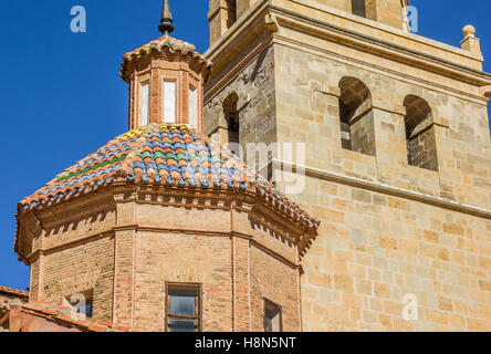 La torre della cattedrale in Albarracin, Spagna Foto Stock