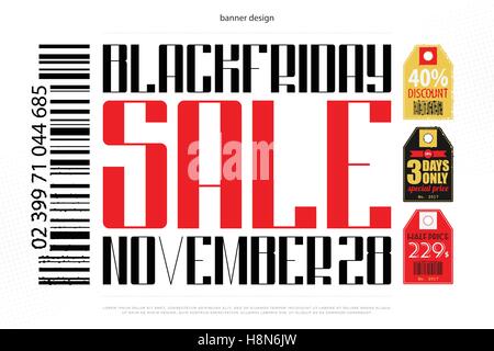 Set di venerdì nero etichette. vettore, banner pubblicitario modello. novembre, una vendita speciale promo stickers design. super discount t Illustrazione Vettoriale