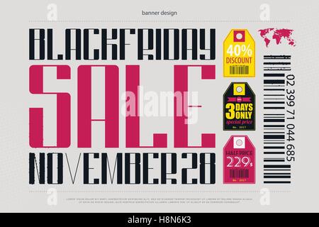 Set di venerdì nero etichette. vettore, banner pubblicitario modello. novembre, una vendita speciale promo stickers design. super discount t Illustrazione Vettoriale