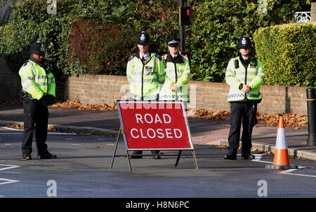 Poliziotto sta sliently durante il giorno dell'Armistizio presso la scena del tram crash a Croydon, South London REGNO UNITO Foto Stock