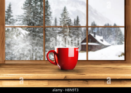 Caffè caldo in inverno Foto Stock