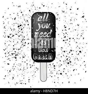 Gelato Poster su particelle di grunge Background Illustrazione Vettoriale