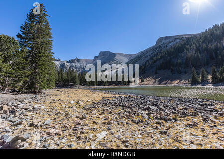 Stella lago sottostante Wheeler Mountain al Parco nazionale Great Basin nella parte orientale del Nevada. Foto Stock