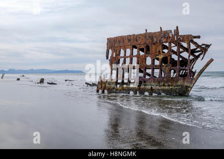 Astoria, Orgeon, STATI UNITI D'AMERICA. Relitto del Peter Iredale, nave da Liverpool e devastato il 25 ottobre 1906 su Oregon pullman. Foto Stock