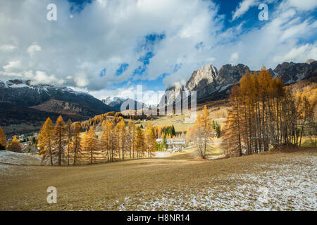 Pomeriggio autunnale nelle Dolomiti vicino a Cortina d'Ampezzo, Italia. Foto Stock