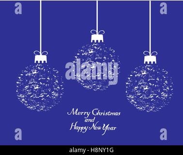 Illustrazione vettoriale di biglietto di auguri di Natale con le palle Illustrazione Vettoriale