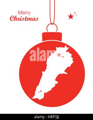 Buon Natale illustrazione con tema Mappa di Libano Illustrazione Vettoriale