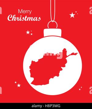 Buon Natale illustrazione con tema mappa di Afghanistan Illustrazione Vettoriale