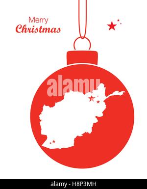 Buon Natale illustrazione con tema mappa di Afghanistan Illustrazione Vettoriale