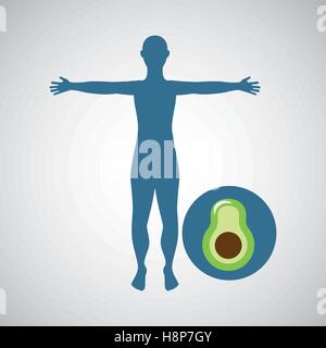 Silhouette uomo avocado design illustrazione vettoriale EPS 10 Illustrazione Vettoriale