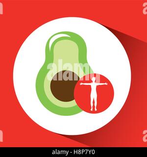 Silhouette uomo avocado design illustrazione vettoriale EPS 10 Illustrazione Vettoriale