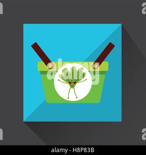 Green basket mercato e felice di lattuga illustrazione vettoriale EPS 10 Illustrazione Vettoriale