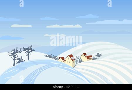 Paesaggio paesaggio invernale Illustrazione Vettoriale