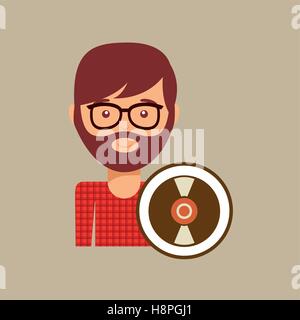 Vinil registrare musica uomo hipster illustrazione vettoriale EPS 10 Illustrazione Vettoriale