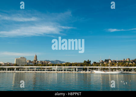 Norwegian Tall Ship Christian Radich al porto di Malaga, Spagna Foto Stock