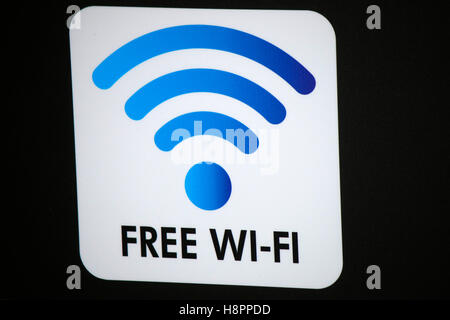 Das Logo der Marke 'Free Wifi', Berlino. Foto Stock