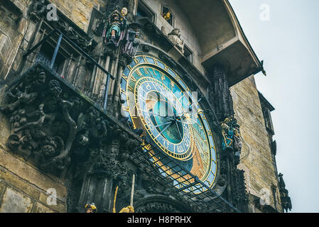 Medievale orologio astronomico di Praga, Chech Repubblica Foto Stock