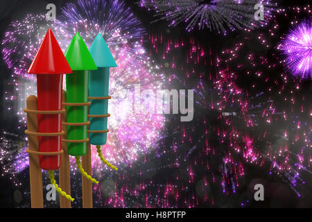 Immagine composita di razzi per i fuochi d'artificio Foto Stock