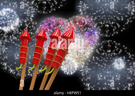 Immagine composita di razzi per i fuochi d'artificio Foto Stock