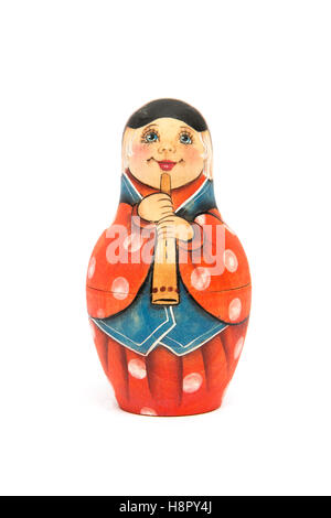 Bambola russa matrioshka verniciato opaco e isolato Foto Stock