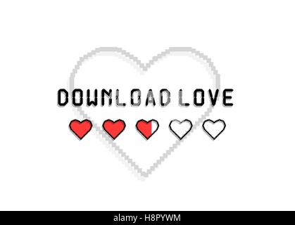 Scaricare oad amore cuore illustrazione vettoriale in pixel art stile. Illustrazione Vettoriale