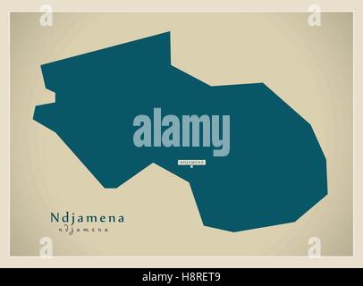 Mappa moderno - Ndjamena TD Illustrazione Vettoriale