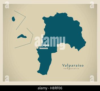 Mappa moderno - Valparaiso CL Illustrazione Vettoriale