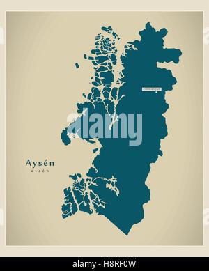 Mappa moderno - Aysen CL Illustrazione Vettoriale