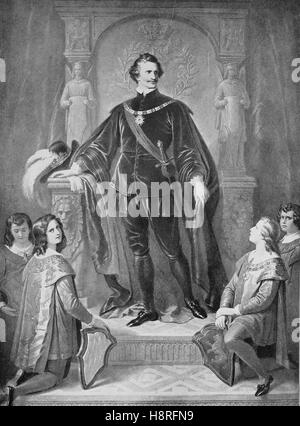 Ludwig I, Luigi I fu re di Baviera dal 1825 fino al 1848 la rivoluzione, qui vestito con il costume del ordine di Saint Hubertus Foto Stock