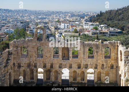 Odeon di Erode Attico, Acropoli di Atene, Grecia Foto Stock