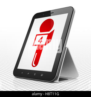 News concept: Tablet PC con microfono sul display Foto Stock