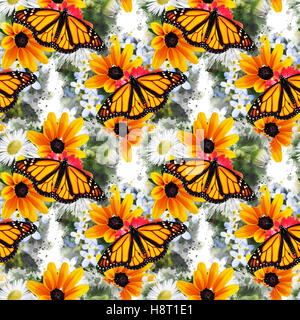Farfalla monarca floreali Foto Stock