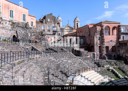 Teatro Romano, Catania, Sicilia, Italia Foto Stock