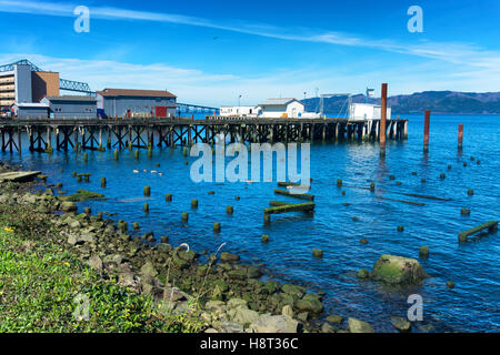 I conservifici sul lungomare di Astoria, Oregon Foto Stock