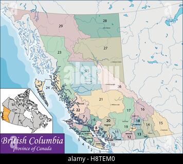 Mappa di British Columbia Illustrazione Vettoriale