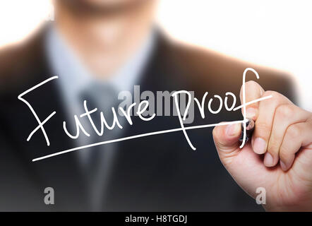 A prova di futuro scritto a mano, la scrittura a mano sul pannello trasparente, foto Foto Stock