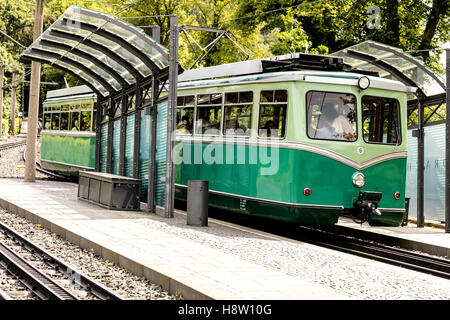 Drachenfels funicolare carrello della Renania settentrionale-Vestfalia, Germania Foto Stock