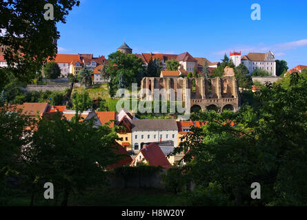 Bautzen Ortenburg und Nicolaikirchenruine in der Oberlausitz - castello Ortenburg e St Nikolai Chiesa rovina, Bautzen, Sassonia, fino Foto Stock