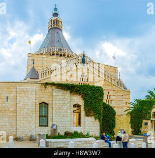 Thew vista sulla Basilica dell'Annunciazione dall'El-Bishara street Foto Stock